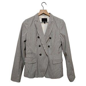 Banana Republic Striped Double Breasted Seersucker Blazer Sz 2